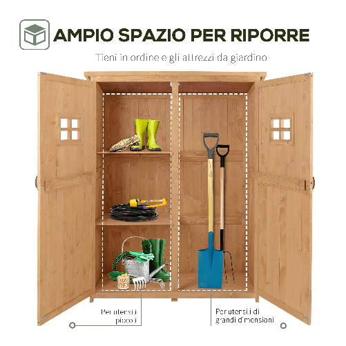 Outsunny-Casetta-da-Giardino-Legno-con-Porta-Doppia-Mensole-e-Finestre-127-5x50x164cm