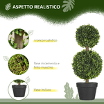 HOMCOM-Set-da-2-Piante-di-Bosso-a-2-Sfere-Realistiche-con-Vaso-incluso-a-Fondo-Rinforzato-ed-erba-60-cm