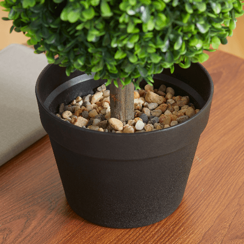HOMCOM-Set-da-2-Piante-di-Bosso-a-2-Sfere-Realistiche-con-Vaso-incluso-a-Fondo-Rinforzato-ed-erba-60-cm