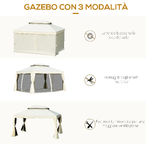 Outsunny-Gazebo-da-Giardino-4x3m-con-Zanzariera-e-Doppio-Tetto-in-Alluminio-e-Poliestere-Beige