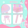 HOMCOM---Set-Specchiera-Giocattolo-con-Sgabello-per-Bambine-in-Legno-Rosa