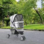 PawHut-Passeggino-per-Cani-Pieghevole-Carrello-per-Animali-Domestici-Carrello-Carrozzina-Grigio-75-x-45-x-97cm