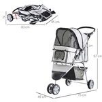 PawHut-Passeggino-per-Cani-Pieghevole-Carrello-per-Animali-Domestici-Carrello-Carrozzina-Grigio-75-x-45-x-97cm