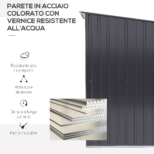 Outsunny-Casetta-da-Giardino-Porta-Attrezzi-in-Lamiera-di-Acciaio-con-Serratura-100x103x160cm