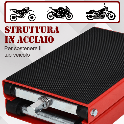 DURHAND-Cavalletto-Alzamoto-Sollevatore-per-Moto-in-Acciaio-Rosso-e-Nero-Pieghevole-e-Antiscivolo-41-5-x-23-5-x-10-37cm