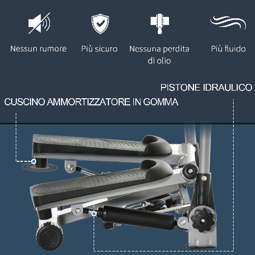 HOMCOM-Stepper-con-Manubrio-Maniglie-Step-Fitness-con-Monitor-LCD-per-Casa-e-Palestra---Argento