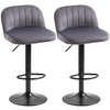 HOMCOM-Set-2-Sgabelli-da-Bar-con-Schienale-e-Poggiapiedi-Girevoli-con-Altezza-Regolabile-Grigio