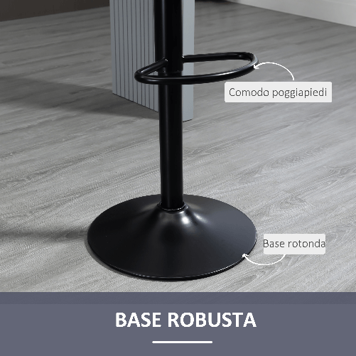 HOMCOM-Set-2-Sgabelli-da-Bar-con-Schienale-e-Poggiapiedi-Girevoli-con-Altezza-Regolabile-Grigio