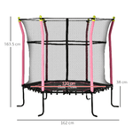 HOMCOM-Tappeto-Elastico-per-Bambini-3-10-Anni-con-Rete-di-Sicurezza-e-Corde-Elastiche-Trampolino-da-Giardino--160x163-5Acm-Rosa-e-Nero
