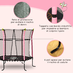 HOMCOM-Tappeto-Elastico-per-Bambini-3-10-Anni-con-Rete-di-Sicurezza-e-Corde-Elastiche-Trampolino-da-Giardino--160x163-5Acm-Rosa-e-Nero