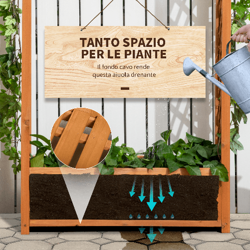 Outsunny-Fioriera-da-Esterno-a-Fondo-Cavo-in-Abete-Marrone-con-Arco-Decorativo-e-Grate-per-Rampicanti-83x36x152-cm