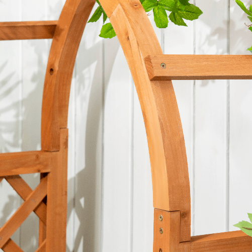 Outsunny-Fioriera-da-Esterno-a-Fondo-Cavo-in-Abete-Marrone-con-Arco-Decorativo-e-Grate-per-Rampicanti-83x36x152-cm
