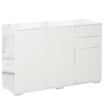 HOMCOM Mobiletto Multiuso in Legno Bianco con 2 Cassetti e 2 Armadietti con Apertura a Pressione, 117x36x74 cm