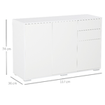 HOMCOM-Mobiletto-Multiuso-in-Legno-Bianco-con-2-Cassetti-e-2-Armadietti-con-Apertura-a-Pressione-117x36x74-cm