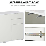 HOMCOM-Mobiletto-Multiuso-in-Legno-Bianco-con-2-Cassetti-e-2-Armadietti-con-Apertura-a-Pressione-117x36x74-cm