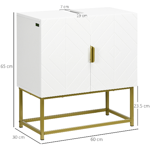 kleankin-Mobile-Bagno-Sottolavabo-con-Armadietto-2-Ante-in-Legno-e-Acciaio-60x30x65cm-Bianco-e-Oro