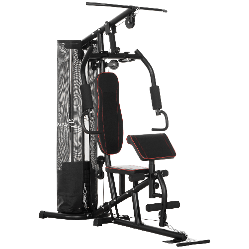 HOMCOM-Stazione-Fitness-con-Pesi-da-45kg-in-Acciaio-per-Allenamento-a-Casa-170x104x205cm-Nero