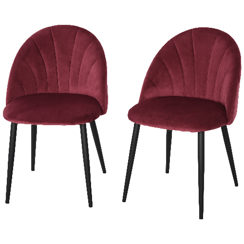 HOMCOM-Set-2-Sedie-Sala-da-Pranzo-e-Soggiorno-Imbottite-Design-Nordico-ed-Ergonomico-in-Metallo-e-Velluto-52x54x79-cm-Rosso-Scuro