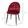 HOMCOM-Set-2-Sedie-Sala-da-Pranzo-e-Soggiorno-Imbottite-Design-Nordico-ed-Ergonomico-in-Metallo-e-Velluto-52x54x79-cm-Rosso-Scuro