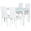 HOMCOM-Set-5-Pezzi-con-1-Tavolo-e-4-Sedie-per-Cucina-o-Sala-da-Pranzo-in-Similpelle-Metallo-e-Vetro-Temperato-Bianco
