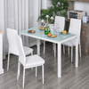 HOMCOM-Set-5-Pezzi-con-1-Tavolo-e-4-Sedie-per-Cucina-o-Sala-da-Pranzo-in-Similpelle-Metallo-e-Vetro-Temperato-Bianco