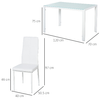 HOMCOM-Set-5-Pezzi-con-1-Tavolo-e-4-Sedie-per-Cucina-o-Sala-da-Pranzo-in-Similpelle-Metallo-e-Vetro-Temperato-Bianco
