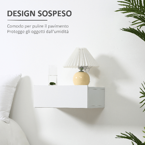 HOMCOM-Set-2-Comodini-Sospesi-in-Legno-Design-Moderno-40x30x15cm---Bianco
