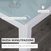HOMCOM-Set-5-Pezzi-con-1-Tavolo-e-4-Sedie-per-Cucina-o-Sala-da-Pranzo-in-Similpelle-Metallo-e-Vetro-Temperato-Bianco