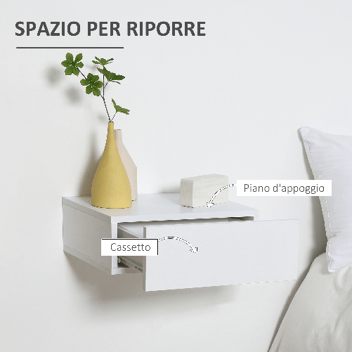 HOMCOM-Set-2-Comodini-Sospesi-in-Legno-Design-Moderno-40x30x15cm---Bianco