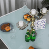 HOMCOM-Set-5-Pezzi-con-1-Tavolo-e-4-Sedie-per-Cucina-o-Sala-da-Pranzo-in-Similpelle-Metallo-e-Vetro-Temperato-Bianco