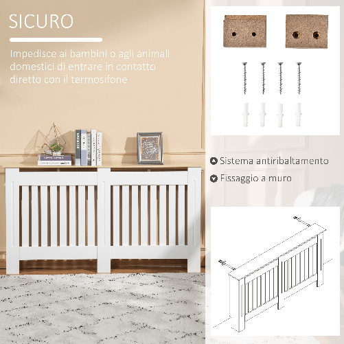 HOMCOM-Mobile-Copricaloriferi-in-Legno-Truciolare-e-MDF-Pannello-a-Doghe-e-Mensola-Superiore---Bianco