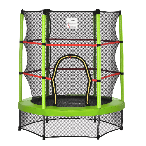 HOMCOM-Tappeto-Elastico-per-Bambini-da-3-Anni-senza-Molle-con-Rete-di-Protezione--140cm-Nero-Verde