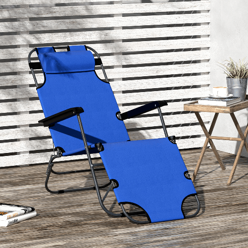Outsunny-Lettino-Sdraio-Pieghevole-e-Richiudibile-da-Giardino-in-Tessuto-Oxford-135x60x89cm---Blu