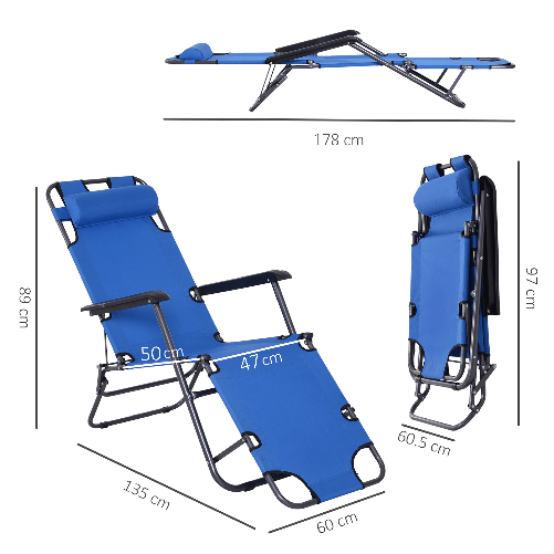 Outsunny-Lettino-Sdraio-Pieghevole-e-Richiudibile-da-Giardino-in-Tessuto-Oxford-135x60x89cm---Blu