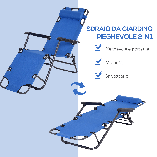 Outsunny-Lettino-Sdraio-Pieghevole-e-Richiudibile-da-Giardino-in-Tessuto-Oxford-135x60x89cm---Blu