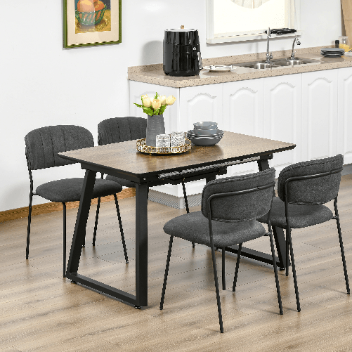 HOMCOM-Tavolo-da-Pranzo-Salvaspazio-Allungabile-per-4-6-Persone-in-MDF-e-Metallo-120-160x80x76-cm-color-Legno