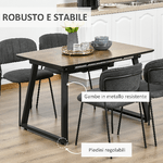 HOMCOM-Tavolo-da-Pranzo-Salvaspazio-Allungabile-per-4-6-Persone-in-MDF-e-Metallo-120-160x80x76-cm-color-Legno
