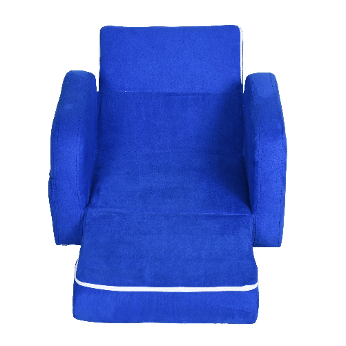 HOMCOM-Poltroncina-Letto-2-in-1-per-Cameretta-Bambini-con-Imbottitura-e-Rivestimento-Flanella-Blu-Max-65-kg-47x45x38cm