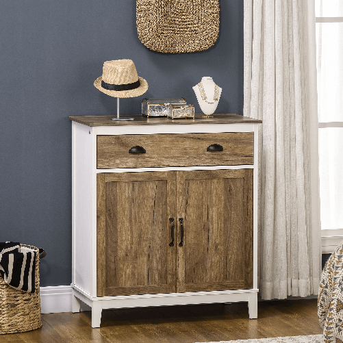 HOMCOM-Mobile-Multiuso-in-Truciolato-con-Armadietto-e-Cassetto-in-Stile-Rustico-78-5x39x89-4cm-Bianco