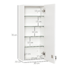 kleankin-Armadietto-Medicinali-a-Muro-con-Serratura-5-Ripiani-e-Mensole-Regolabili-in-Legno-e-Vetro-Bianco-30x20x70cm