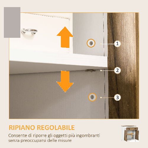 HOMCOM-Mobile-Multiuso-in-Truciolato-con-Armadietto-e-Cassetto-in-Stile-Rustico-78-5x39x89-4cm-Bianco