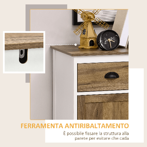HOMCOM-Mobile-Multiuso-in-Truciolato-con-Armadietto-e-Cassetto-in-Stile-Rustico-78-5x39x89-4cm-Bianco