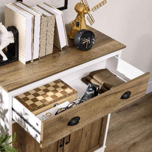 HOMCOM-Mobile-Multiuso-in-Truciolato-con-Armadietto-e-Cassetto-in-Stile-Rustico-78-5x39x89-4cm-Bianco