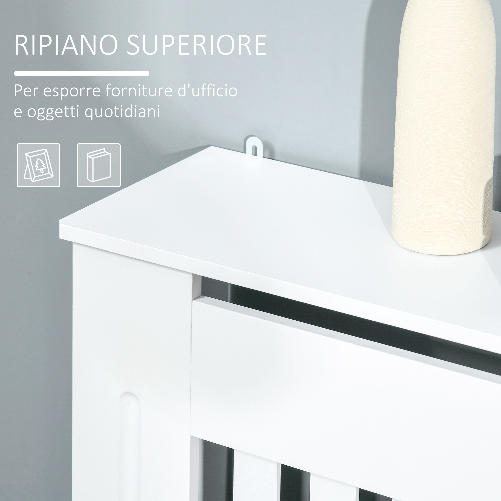 HOMCOM-Copritermosifone-in-Legno-MDF-Bianco-con-Doghe-Verticali-78x19x81cm