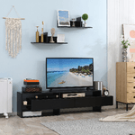 HOMCOM-Mobile-Porta-TV-Moderno-con-2-Mensole-in-Legno-Vani-Aperti-e-Armadietti-Nero