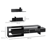 HOMCOM-Mobile-Porta-TV-Moderno-con-2-Mensole-in-Legno-Vani-Aperti-e-Armadietti-Nero
