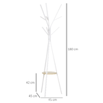 HOMCOM-Appendiabiti-da-Terra-Salvaspazio-Attaccapanni-da-Terra-Moderno-Verticale-per-Ingresso-Bianco-45x45x180cm