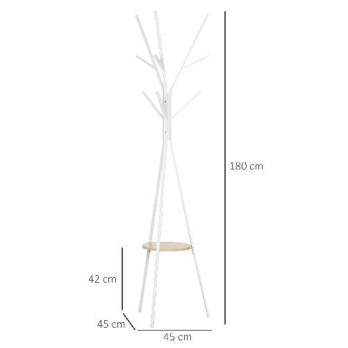 HOMCOM-Appendiabiti-da-Terra-Salvaspazio-Attaccapanni-da-Terra-Moderno-Verticale-per-Ingresso-Bianco-45x45x180cm