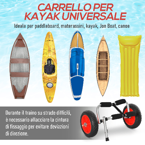 HOMCOM-Carrello-per-Kayak-Pieghevole-Pneumatici-25cm-Adatto-a-Tutte-le-Superfici