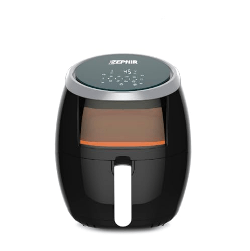 Zephir-Friggitrice-ad-Aria-6L-1800W-Doppio-Cestello-Estraibile-Antiaderente-Oblo-trasparente-Display-LED-8-Programmi-di-cottura-Temperatura-regolabile-Timer-60-minuti-